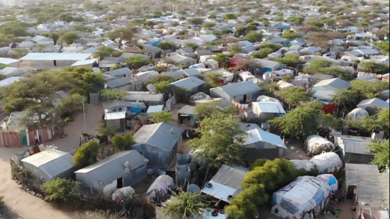 Flugaufnahme einer Siedlung in Somalia