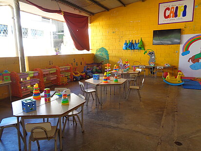 Salle pour enfants aménagée par Plan International Suisse dans une prison au Salvador.