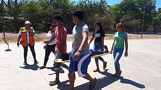 Cours de sauvetage afin d'augmenter la résiliation lors d'inondations au Nicaragua bei Überschwemmungen in Nicaragua