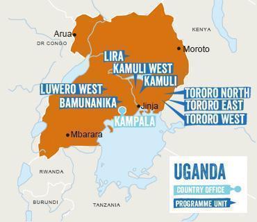 Patenschaften und Spenden für Kinder in Uganda Karte